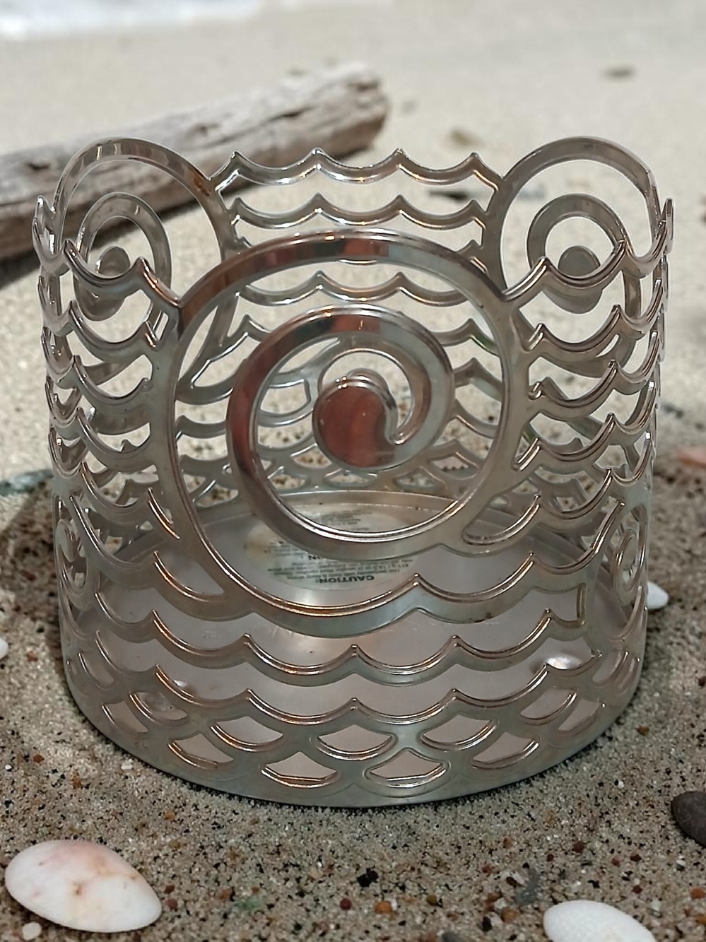 Silver Wave Cutout Candle Holder